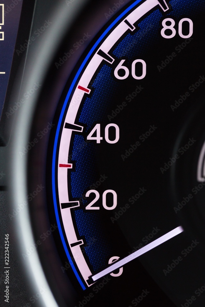 Close up Detail of a Speedometer in a Car Close up Detail of a Speedometer in a Car