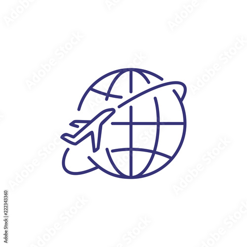Air travel line icon. Plane, journey, transportation. Airline concept. Vector illustration can be used for topics like travelling, destination, tourism