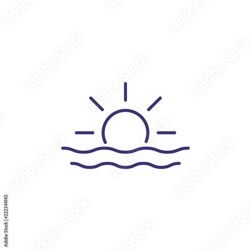 Sunrise line icon. Sunset, sea, wave. Summer concept. Vector illustration can be used for topics like sunlight, horizon, weather