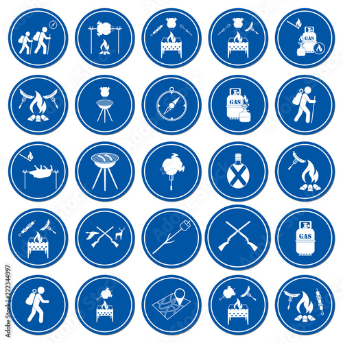 Set of travel and camping equipment icons