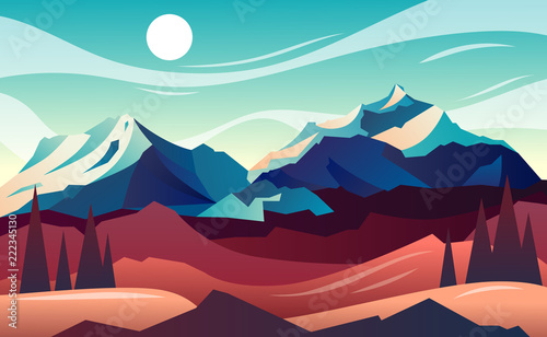 Mountain landscape. horizontal vector illustration