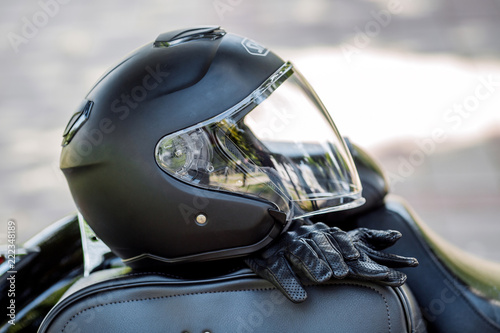 helmet and motorcycle