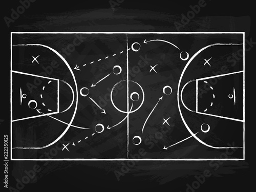 Black Chalkboard with Basketball Background Card. Vector