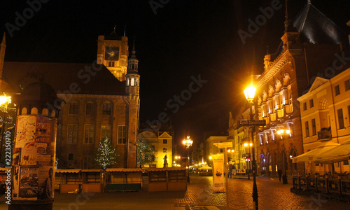 Torun, Poland - 04/19/2014 - Town Hall clock tower, night view