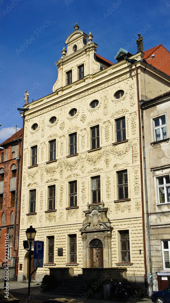 Torun, Poland - 04/19/2014 - beautiful house in old town, sunny day