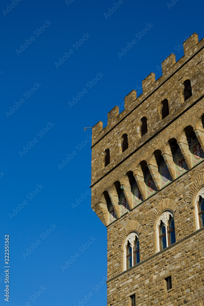 Detail of Palazzo Vecchio in Florence, Tuscany, Italy