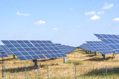 Installation of solar panels for the production of natural solar energy. Green electricity.
