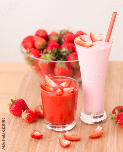 Food. Strawberry, milk cocktail, smoothies