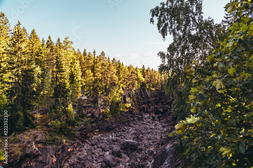 Riverbed at Vuoksi river in Imatra Finland photo