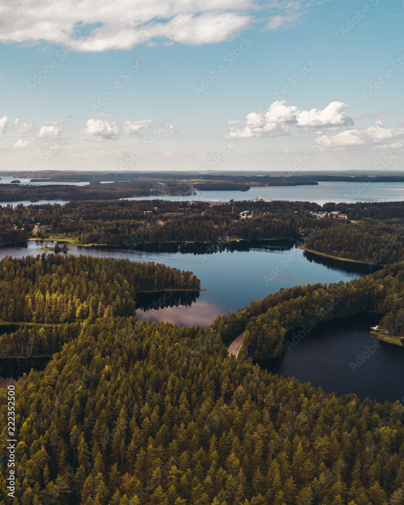 Views from the air of the lakes at Punkaharju Finland