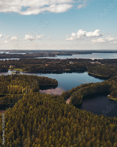 Views from the air of the lakes at Punkaharju Finland