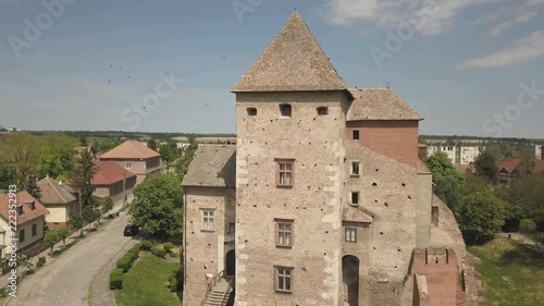 Aerial drone view to medieval castle of Simontornya, Hungary photo