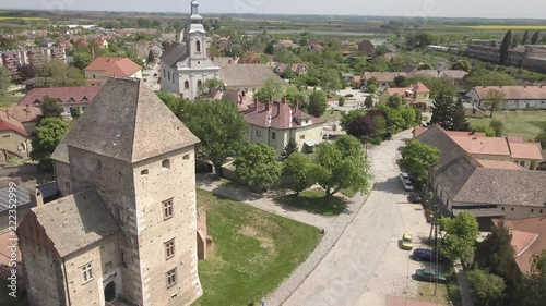 Aerial drone view to medieval castle of Simontornya, Hungary photo