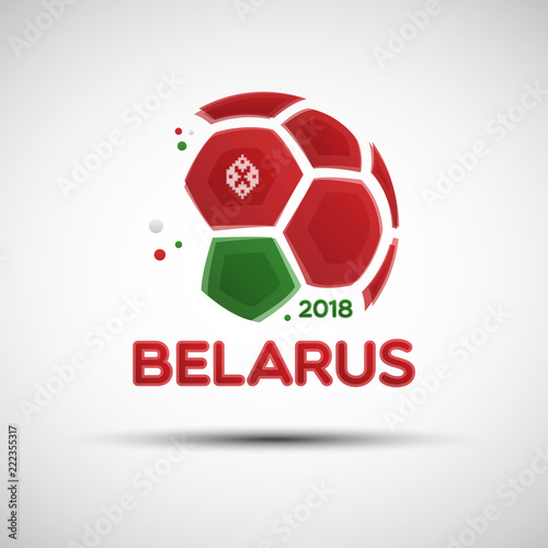 Abstract soccer ball with Belarusian national flag colors
