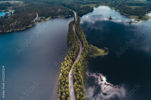 Landscape views from the air of the lakes at Punkaharju Finland