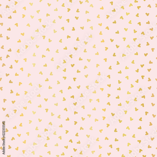 Luxe Rose Gold Love Hearts Sprinkles Texture Pattern, Seamless Vector Background, Romantic Ditsy Foiled Heart Confetti Illustration for Pink Valentines Wedding Invitations, Metallic Party Stationery