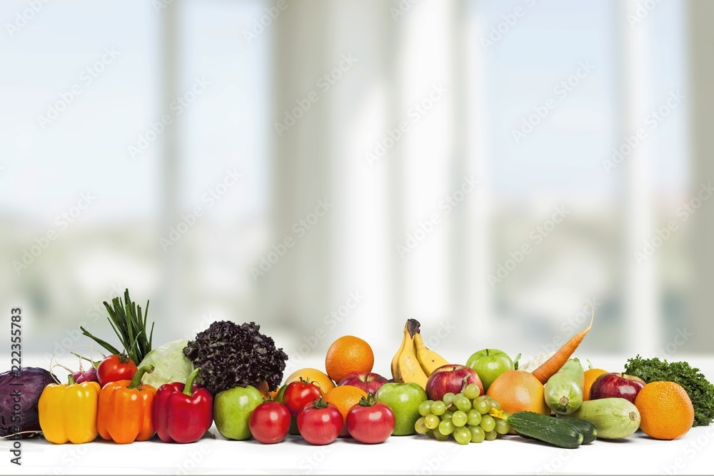 Colorful ripe vegetables and fruits on background Colorful ripe vegetables and fruits on background