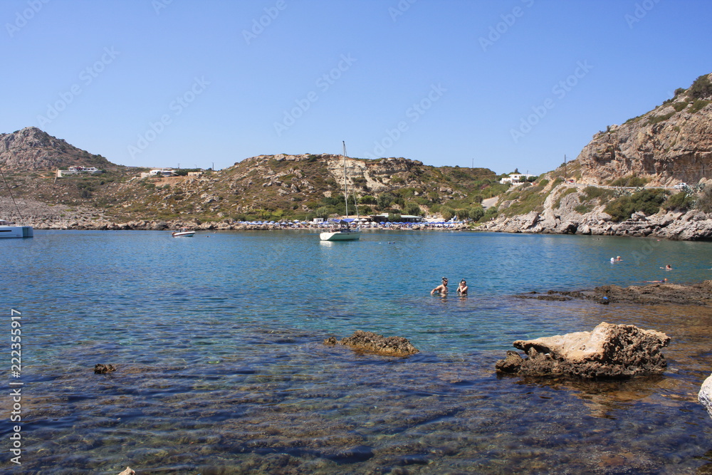Fototapeta premium the beautiful beach at Anthony Quinn Bay Rhodes - Greece