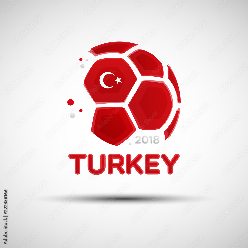 Obraz premium Abstract soccer ball with Turkish national flag colors