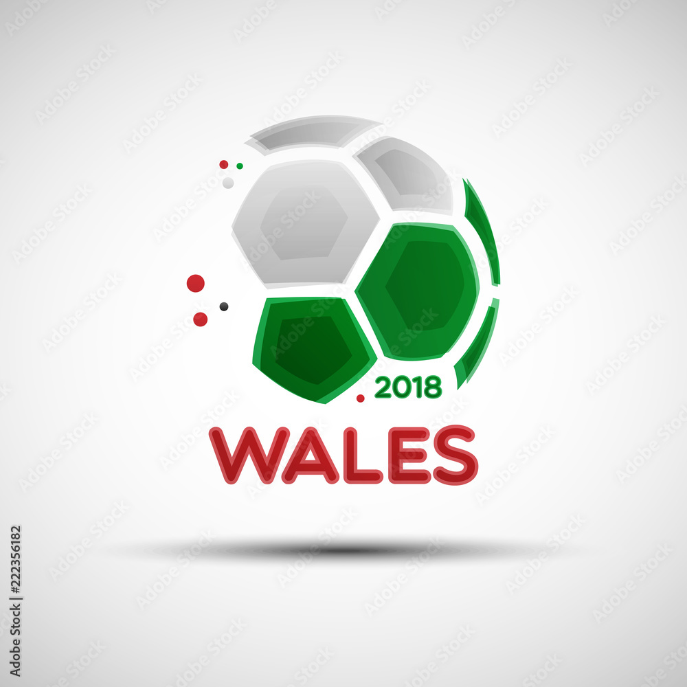 Obraz premium Abstract soccer ball with Welsh national flag colors