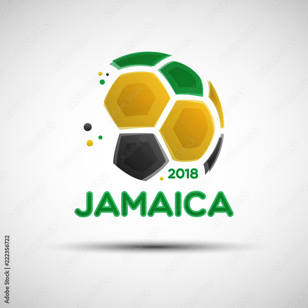 Obraz premium Abstract soccer ball with Jamaican national flag colors