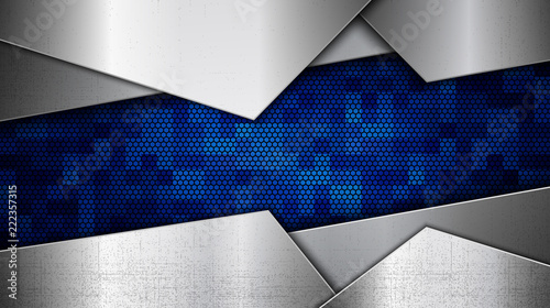 Stainless steel metal panel with grunge overlay metallic texture