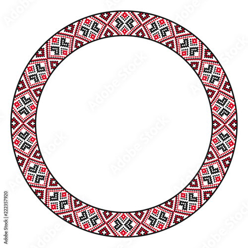 Traditional ethnic round geometric embroidered pattern