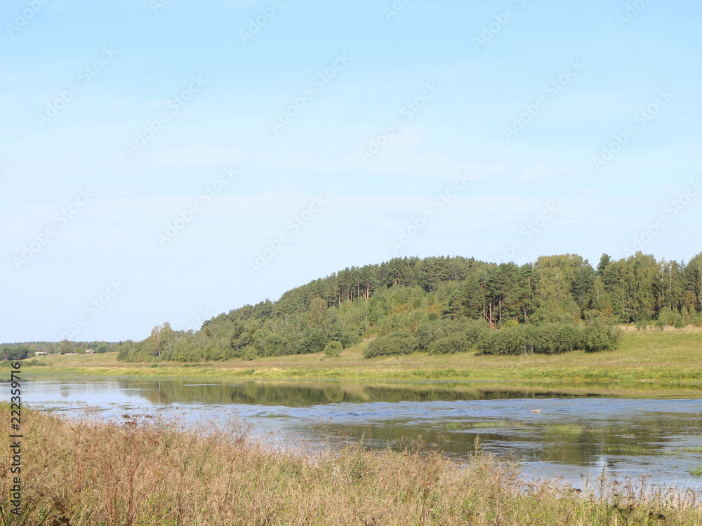 river bank summer sunny morning