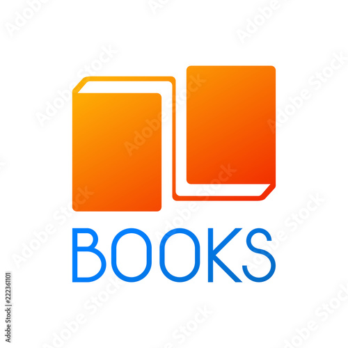 Logotipo BOOKS con libros reflejados en azul y naranja