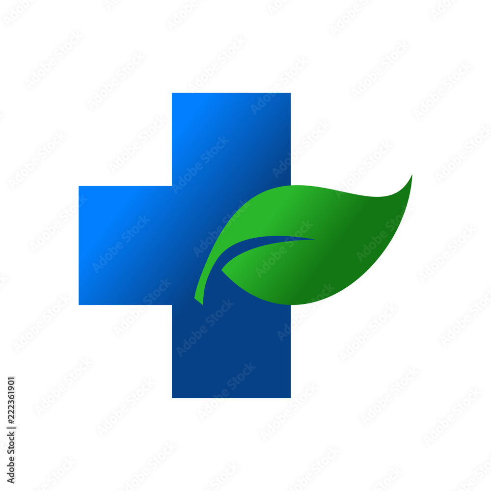 Logotipo cruz azul con hoja Logotipo cruz azul con hoja