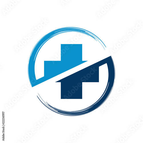 Logotipo cruz azul en circulo girando en diagonal