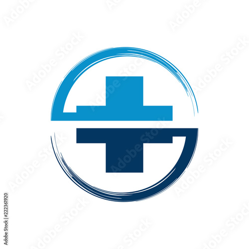 Logotipo cruz azul en circulo girando en horizontal