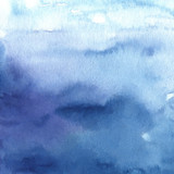 Hand painted watercolor abstract blue background for your design