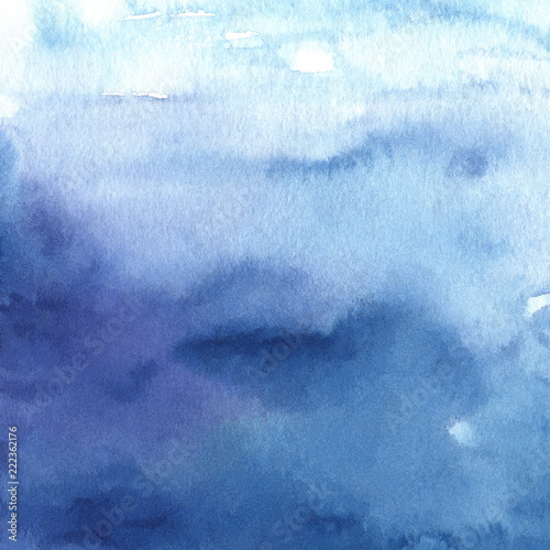 Hand painted watercolor abstract blue background for your design