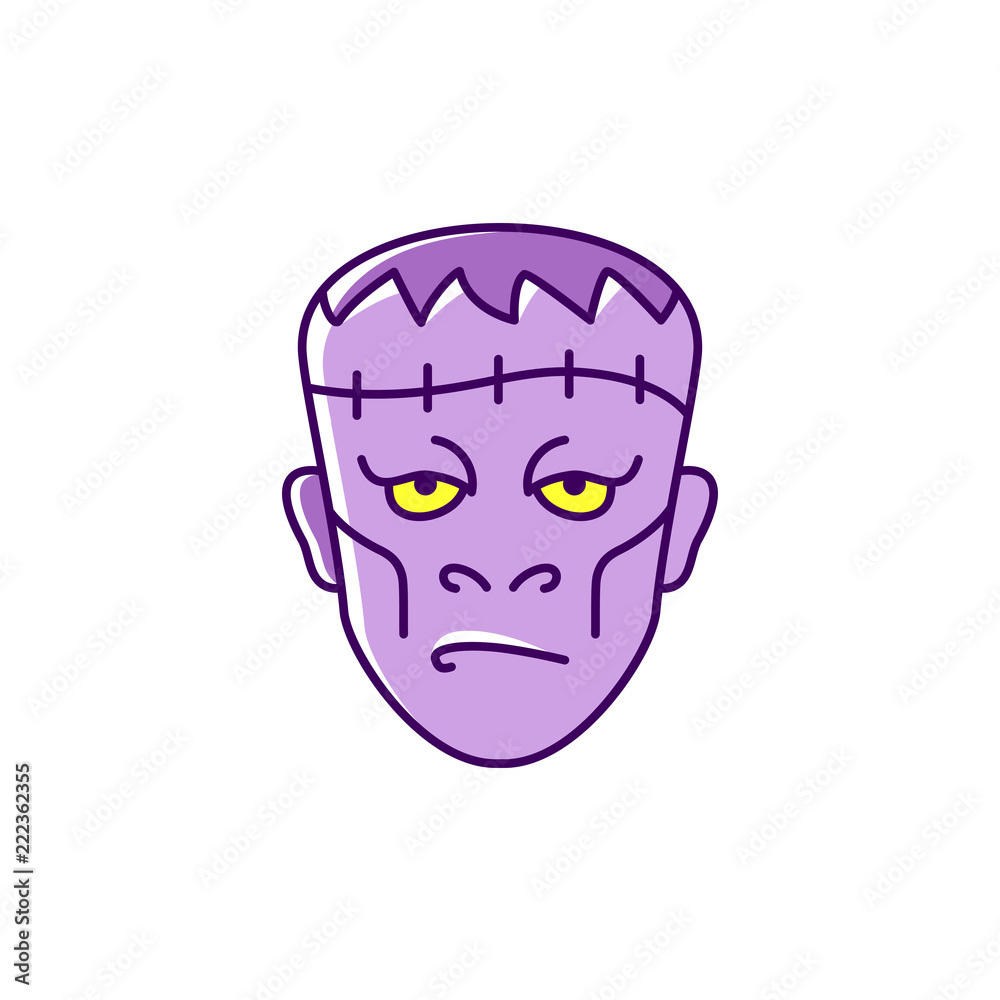 Frankenstein icon, Zombie symbol Halloween icon. Colorful flat corpse icon. Thin line art design, Vector outline illustration Frankenstein icon, Zombie symbol Halloween icon. Colorful flat corpse icon. Thin line art design, Vector outline illustration