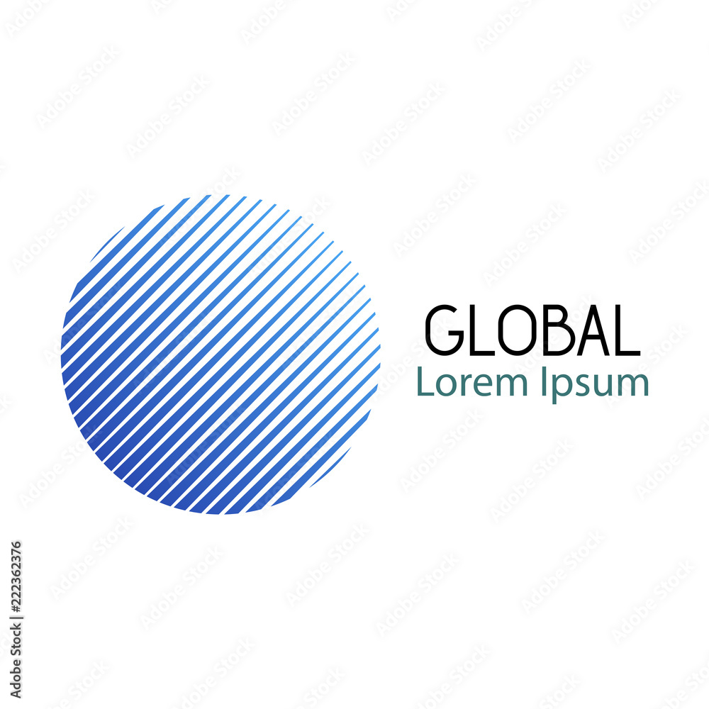 Logotipo global espacio negativo azul
