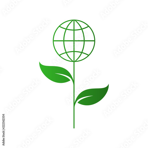 Logotipo global con hojas en color verde