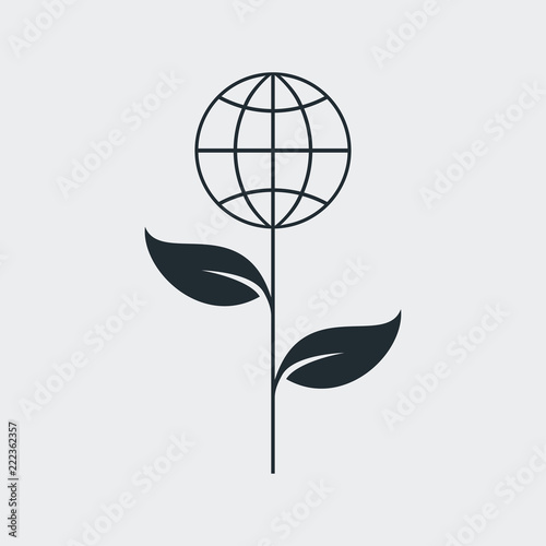 Logotipo global con hojas en fondo gris