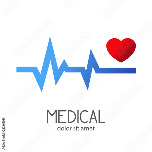 Logotipo MEDICAL con corazon sobre ritmo cardiaco