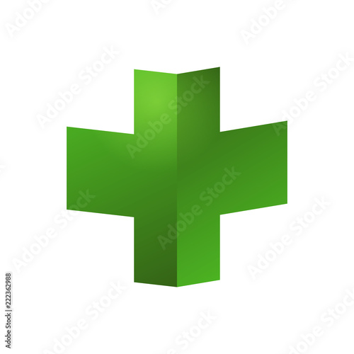 Logotipo medico cruz perspectiva verde