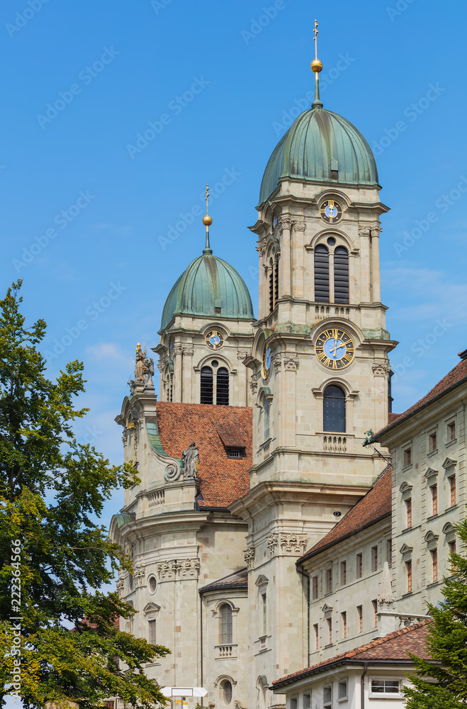 Towers of the church of the Einsiedeln Abbey in Switzerland