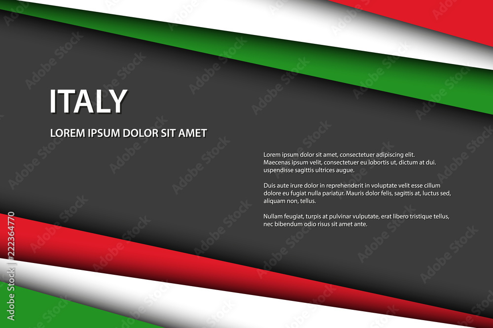 Modern vector background, overlayed sheets of paper in the look of the Italian flag, Made in Italy, Italian colors and grey free space for your text