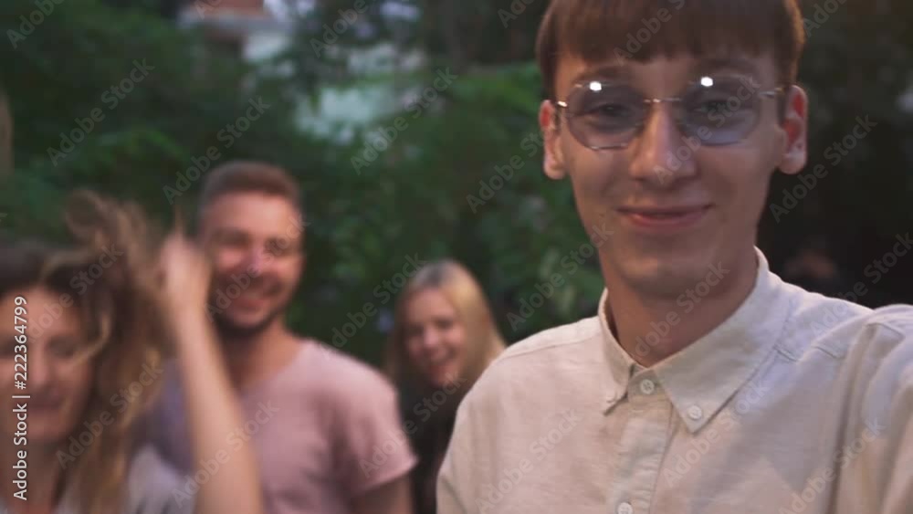 Young people have a party at open air Young people have a party at open air