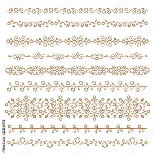 Vintage ornaments and dividers. Design elements set. Ornate floral frames and banners. Vector graphic elements for design.