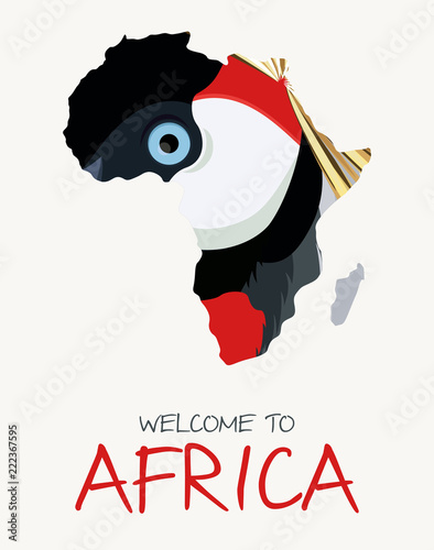 African crowned crane map illustration