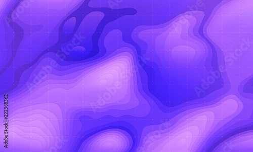 Vector abstract earth relief map. Generated conceptual elevation map. Isolines of landscape surface elevation. Geographic map conceptual design. Elegant background for presentations.