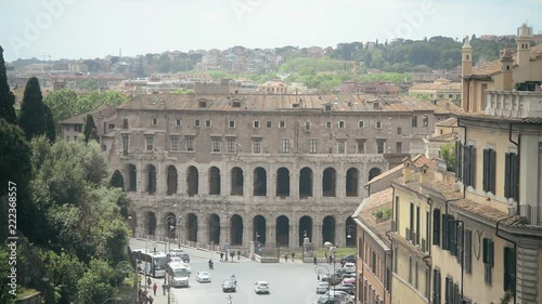 Rome Antique Site - Panorama - Forum Ancient, Coliseum, Columns Temple Of Apollo photo