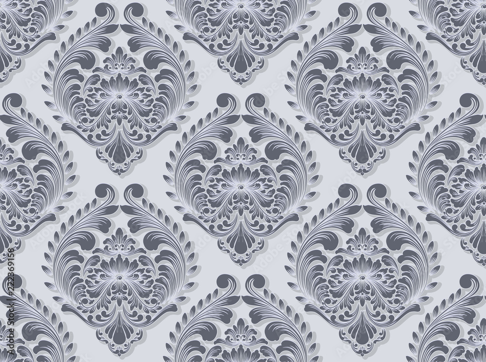 Fototapeta premium Vector damask seamless pattern background. Classical luxury old fashioned damask ornament, royal victorian seamless texture for wallpapers, textile, wrapping. Exquisite floral baroque template.