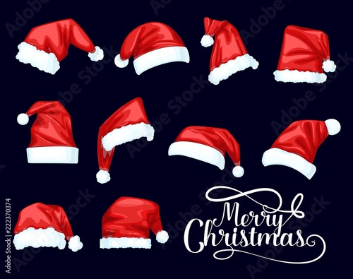 Merry Christmas Santa Claus red hats