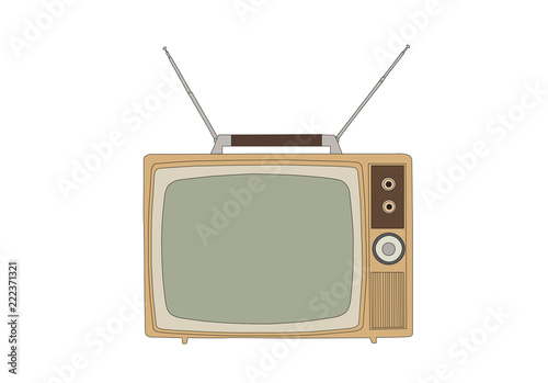 Retro 1960s vintage television isolated on white vector illustration.